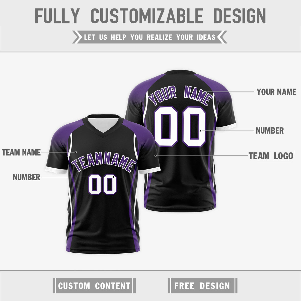 Custom Black Purple White Reversible Wrinkle-Resistant T-shirt| KXKSHOP