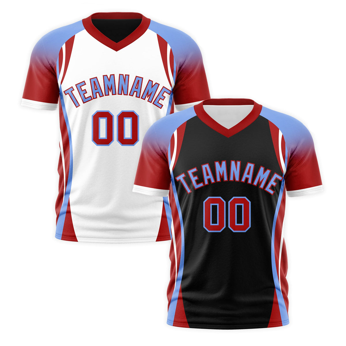 Custom Black Light Blue Red Reversible Breathable T-shirt| KXKSHOP