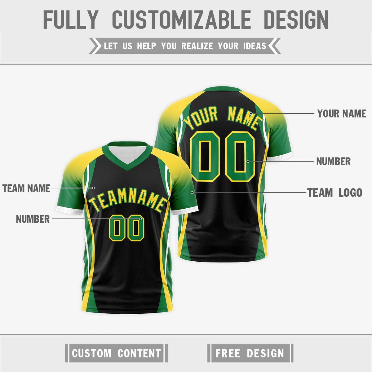Custom Black Gold Kelly Green Reversible Wrinkle-Resistant T-shirt| KXKSHOP