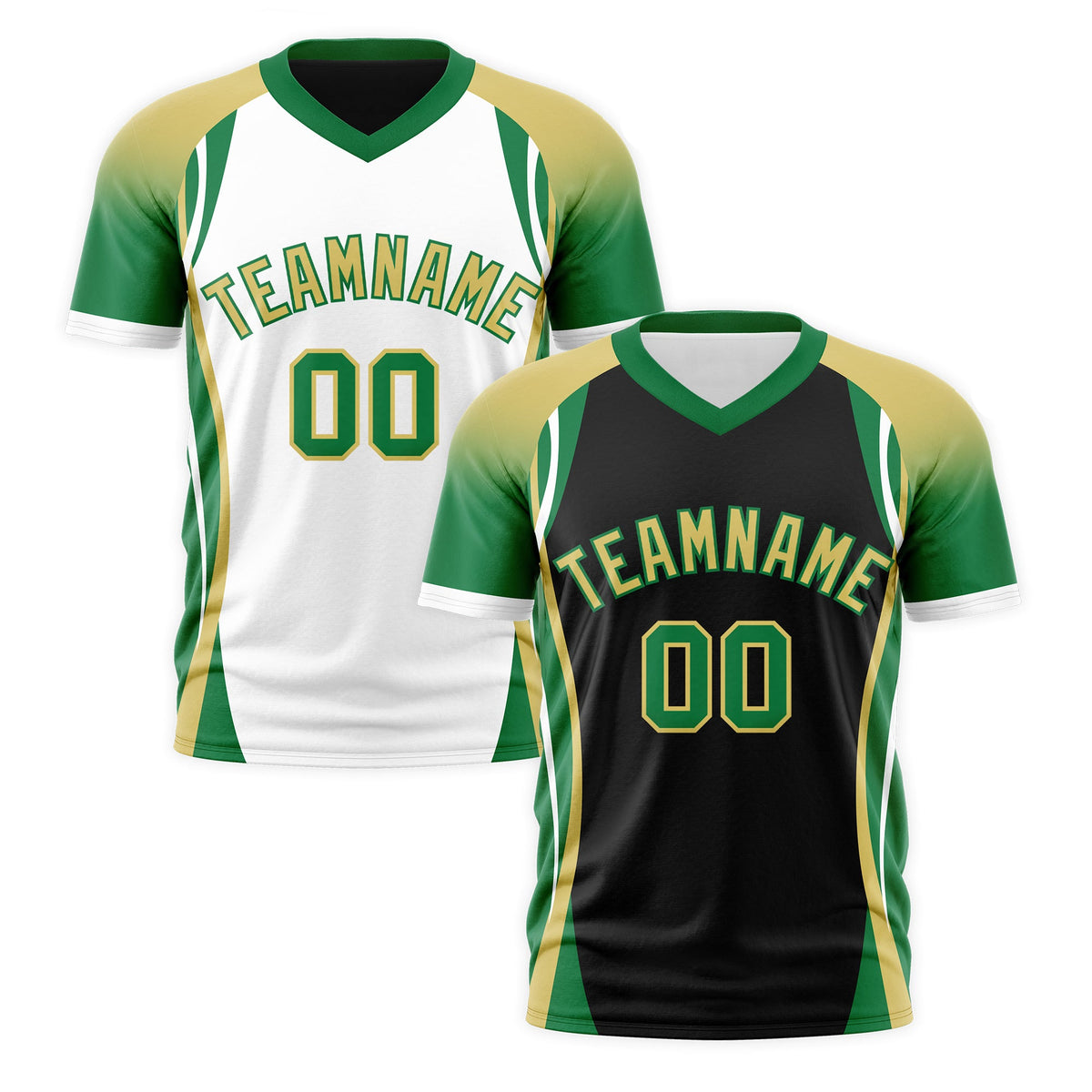 Custom Black Old Gold Kelly Green Reversible Breathable T-shirt| KXKSHOP