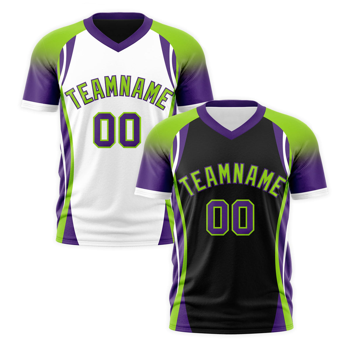 Custom Black Neon Green Purple Reversible Breathable T-shirt| KXKSHOP