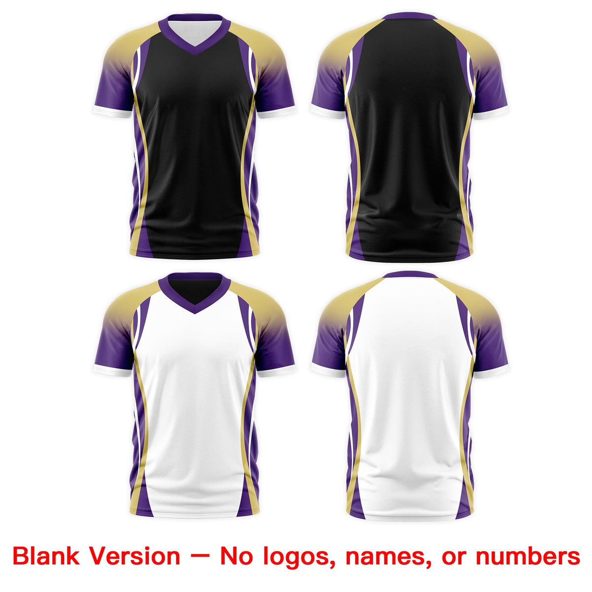 Custom Black Old Gold Purple Reversible Breathable T-shirt| KXKSHOP