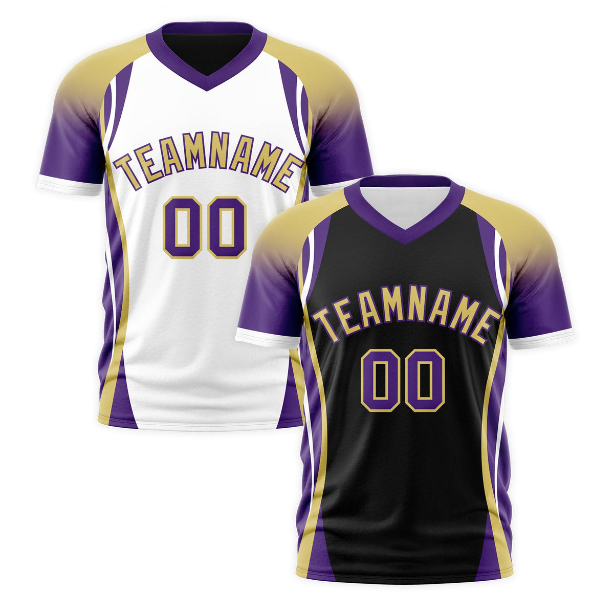 Custom Black Old Gold Purple Reversible Breathable T-shirt| KXKSHOP