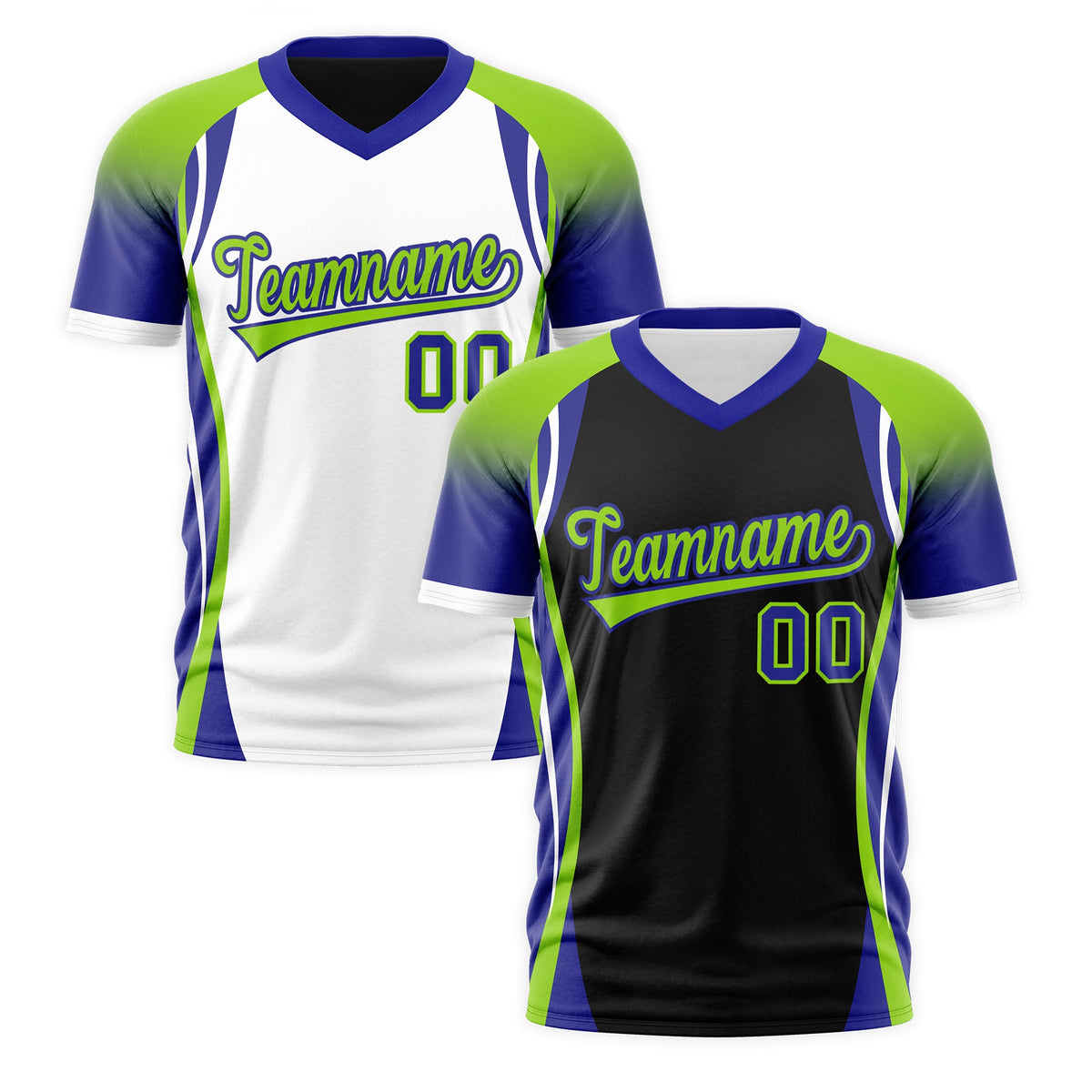 Custom Black Neon Green Royal Blue Reversible Breathable T-shirt| KXKSHOP