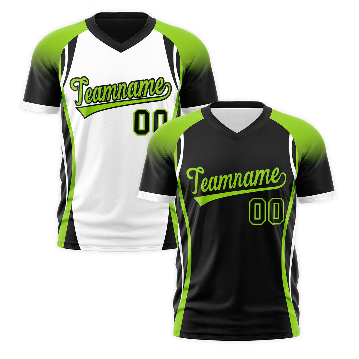 Custom Black Neon Green White Reversible Wrinkle-Resistant T-shirt| KXKSHOP