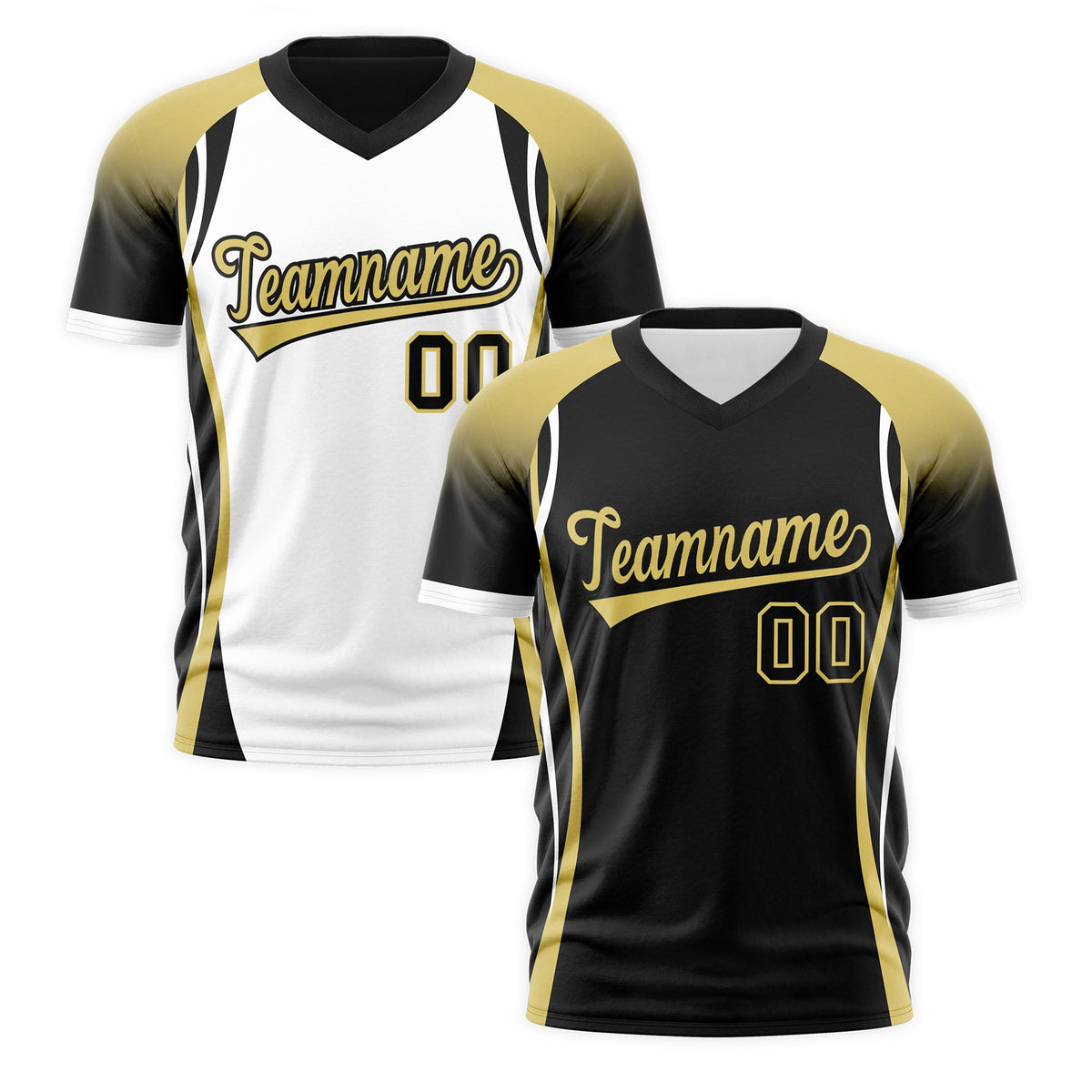 Custom Black Old Gold White Reversible Wrinkle-Resistant T-shirt| KXKSHOP