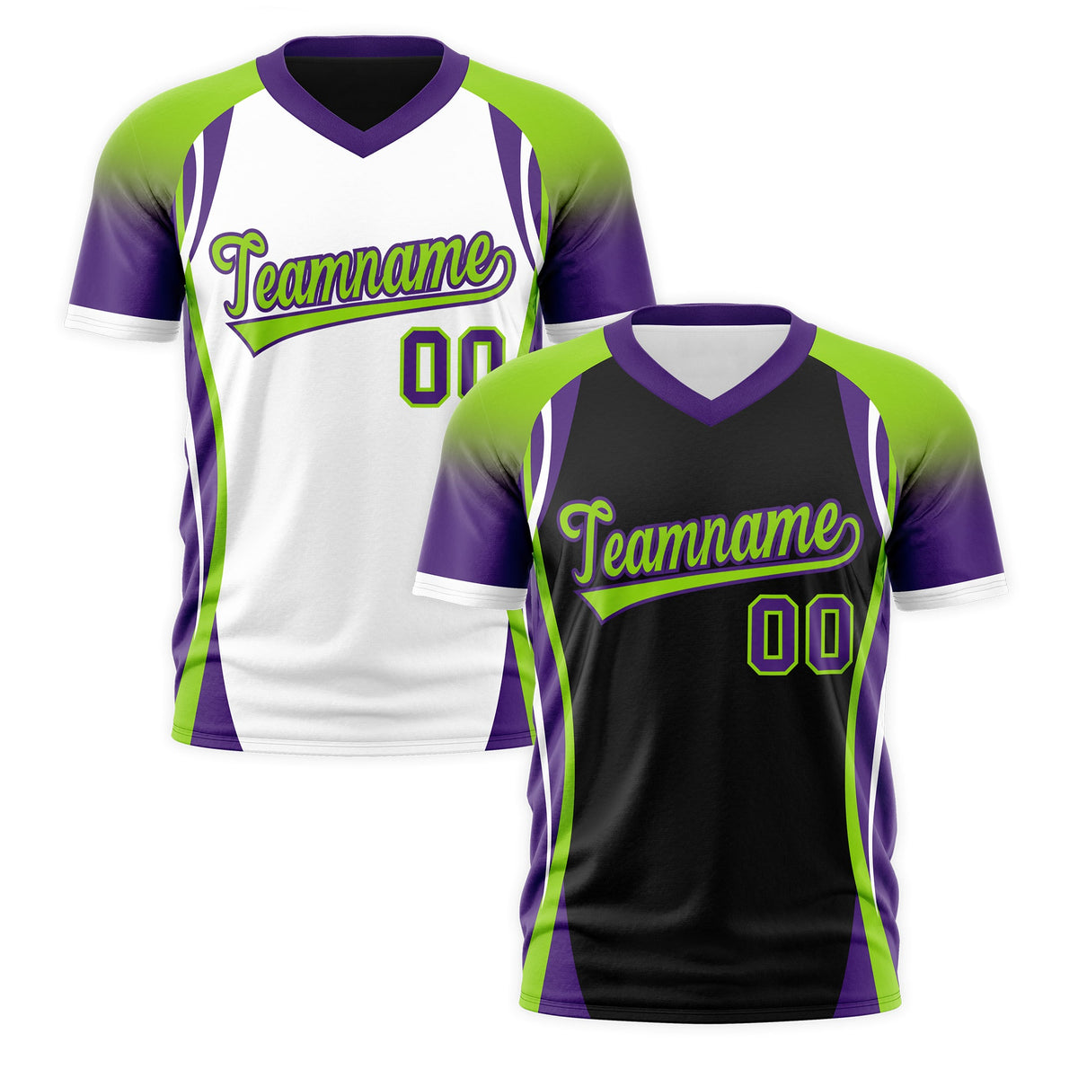 Custom Black Neon Green Purple Reversible Breathable T-shirt| KXKSHOP