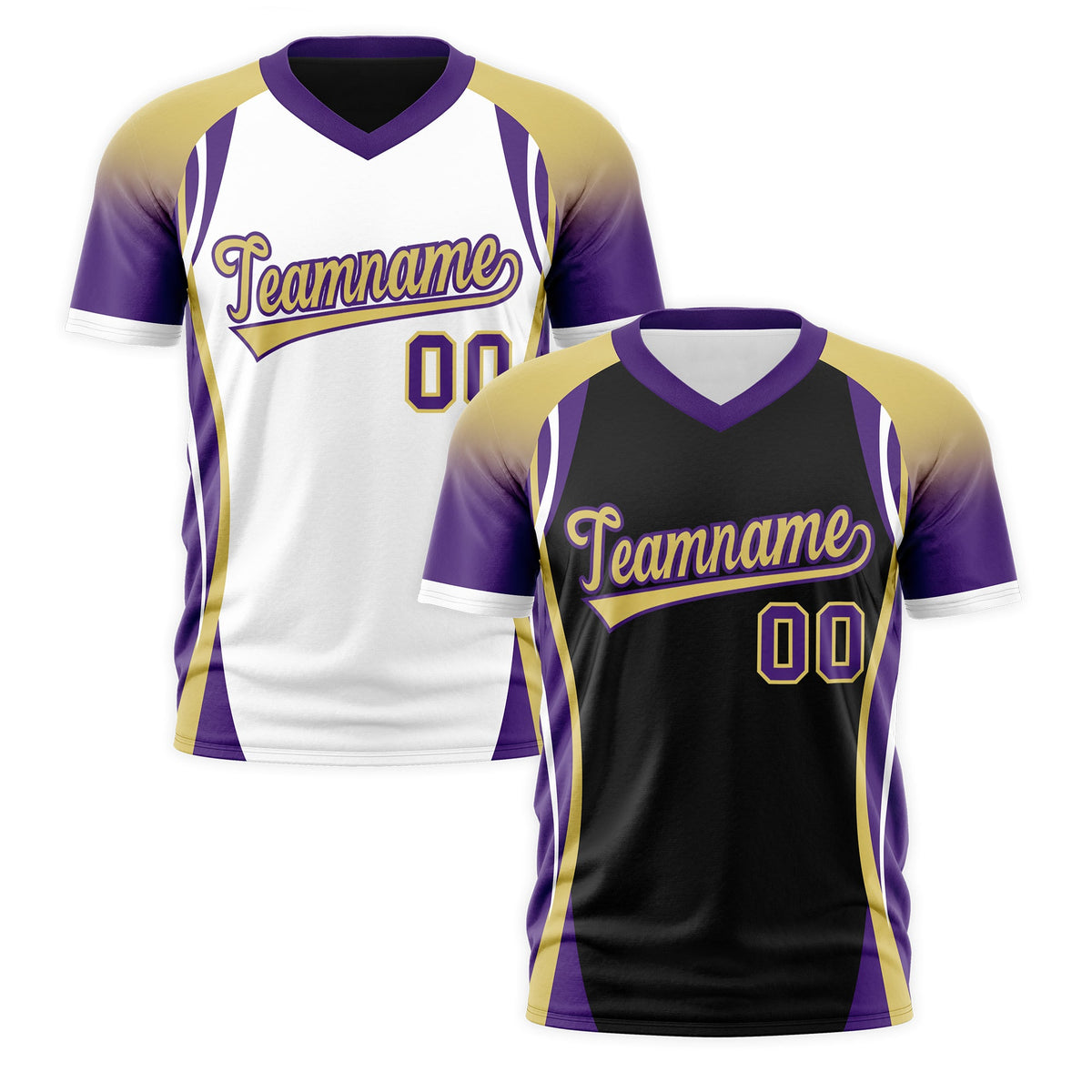 Custom Black Old Gold Purple Reversible Breathable T-shirt| KXKSHOP