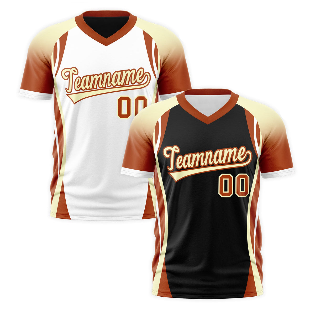 Custom Black Cream Dark Orange Reversible Breathable T-shirt| KXKSHOP