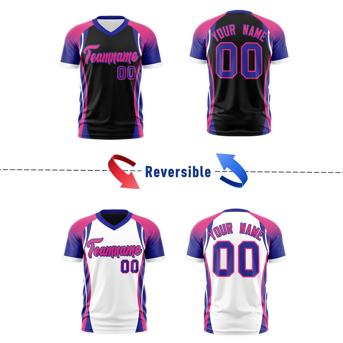 Custom Black Rose Red Royal Blue Reversible Wrinkle-Resistant T-shirt| KXKSHOP