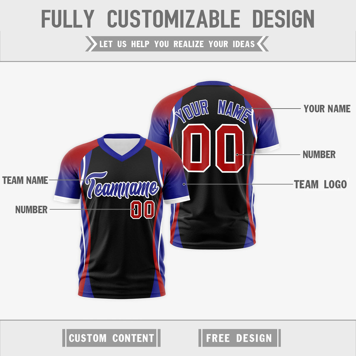 Custom Black Red Royal Blue Reversible Breathable T-shirt| KXKSHOP