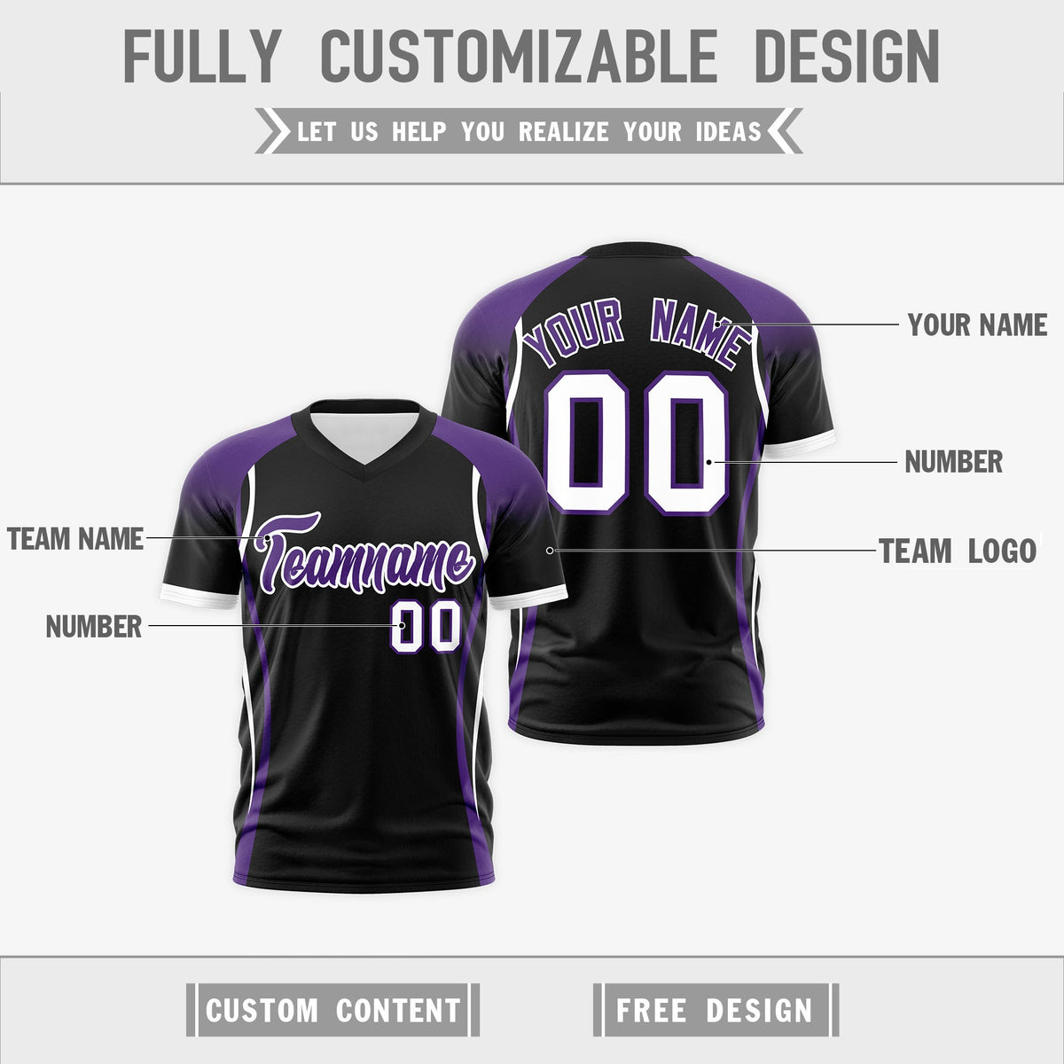 Custom Black Purple White Reversible Wrinkle-Resistant T-shirt| KXKSHOP