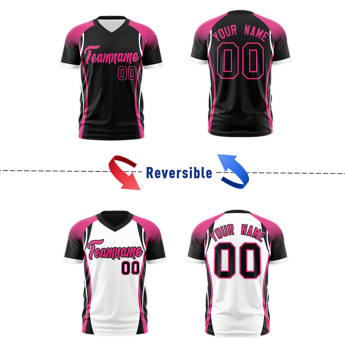 Custom Black Pink White Reversible Breathable T-shirt| KXKSHOP