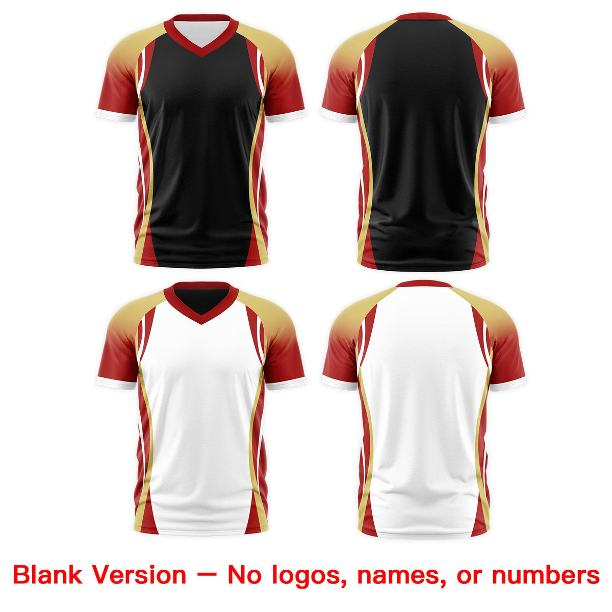 Custom Black Old Gold Red Reversible Breathable T-shirt| KXKSHOP