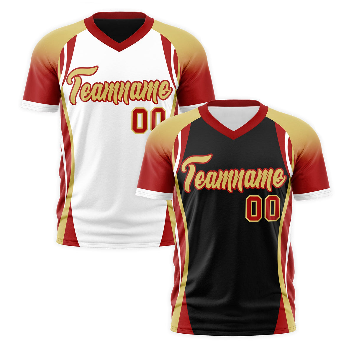 Custom Black Old Gold Red Reversible Breathable T-shirt| KXKSHOP