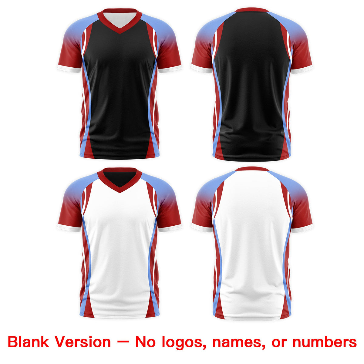Custom Black Light Blue Red Reversible Breathable T-shirt| KXKSHOP