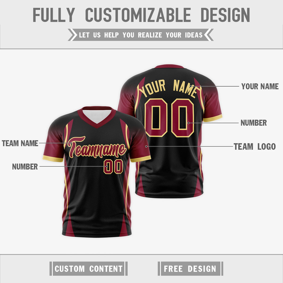 Custom Black Crimson Khaki Reversible Wrinkle-Resistant T-shirt| KXKSHOP
