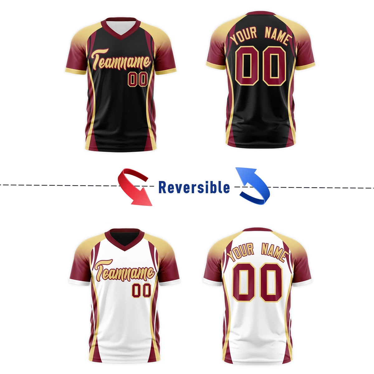 Custom Black Khaki Crimson Reversible Breathable T-shirt| KXKSHOP