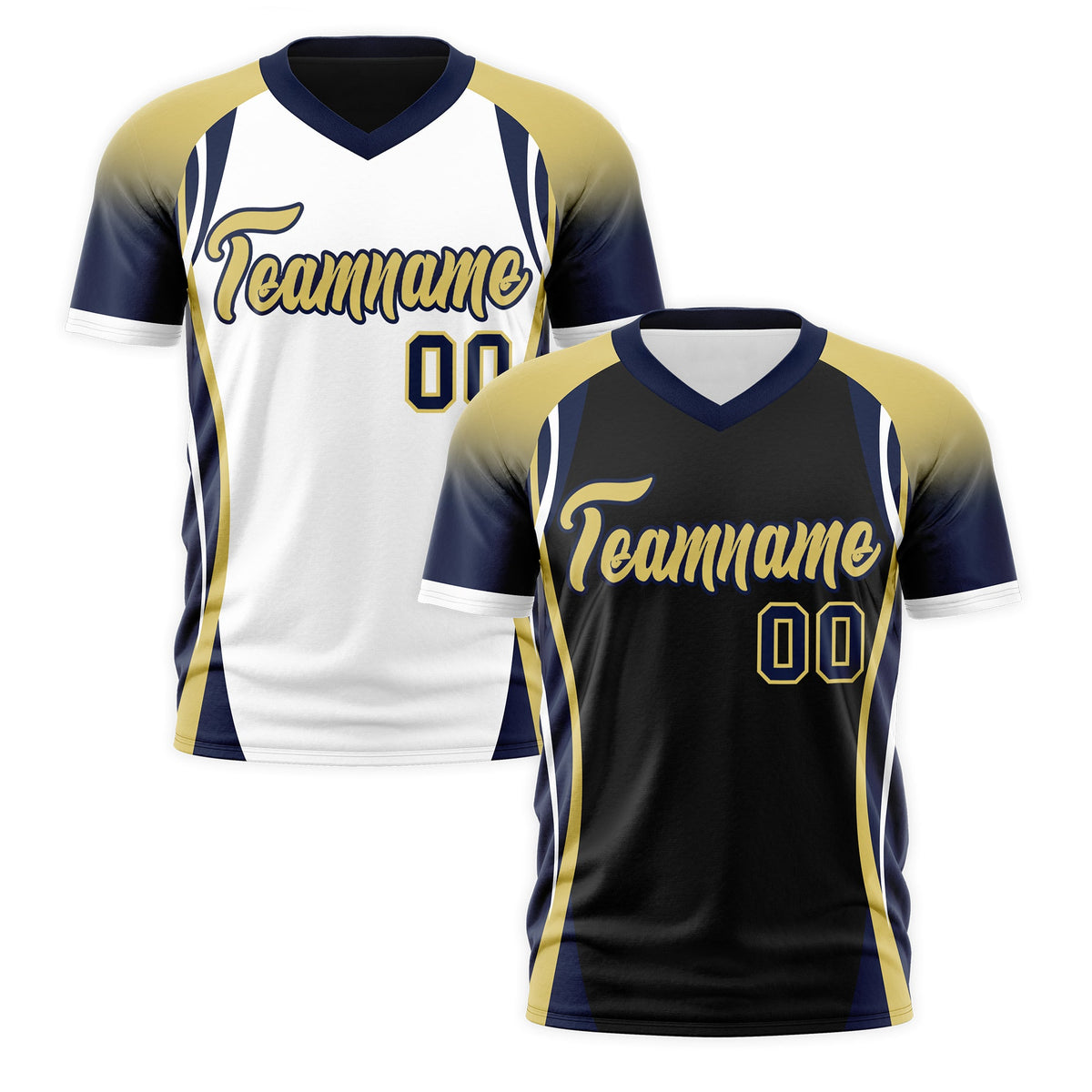 Custom Black Old Gold Navy Reversible Wrinkle-Resistant T-shirt| KXKSHOP