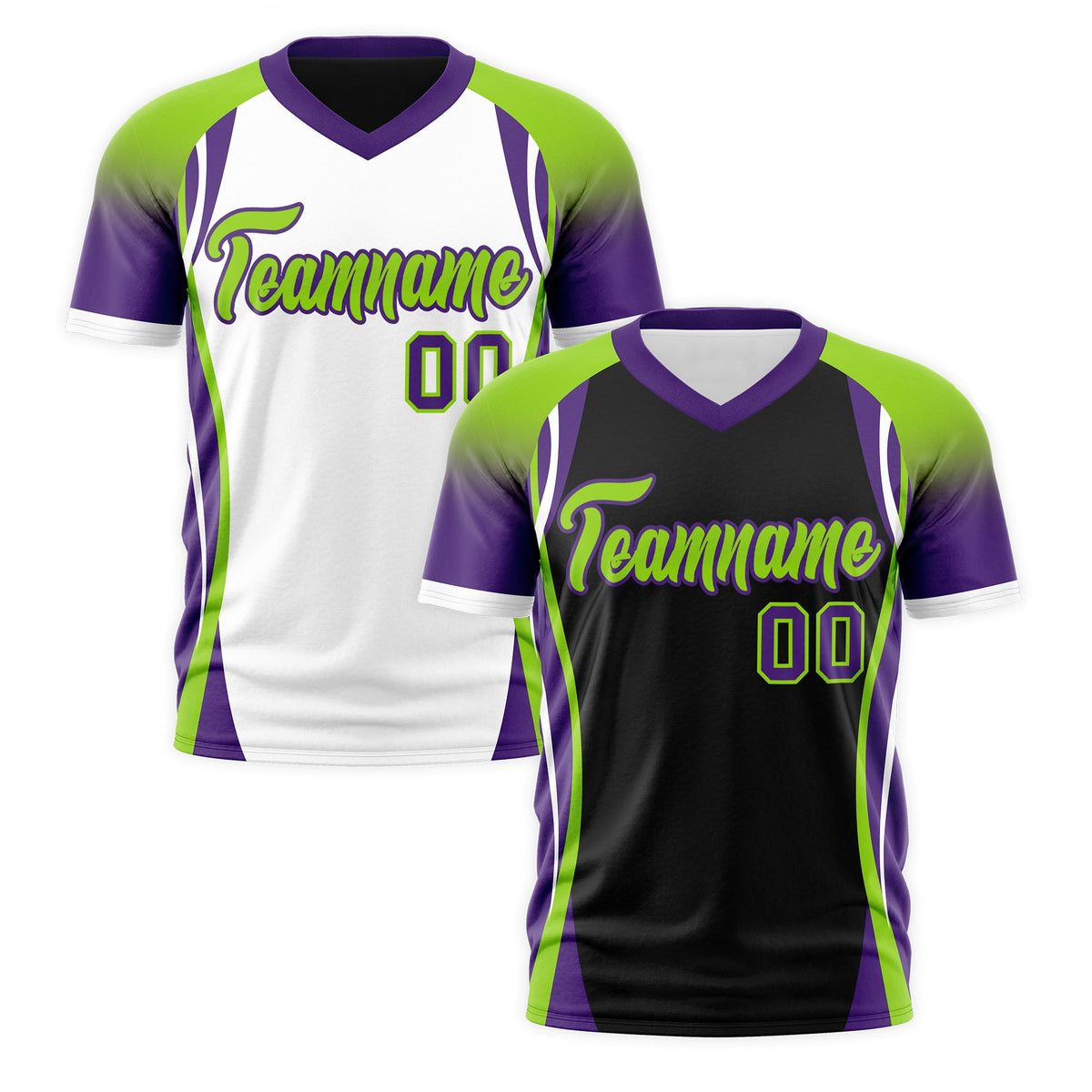 Custom Black Neon Green Purple Reversible Breathable T-shirt| KXKSHOP