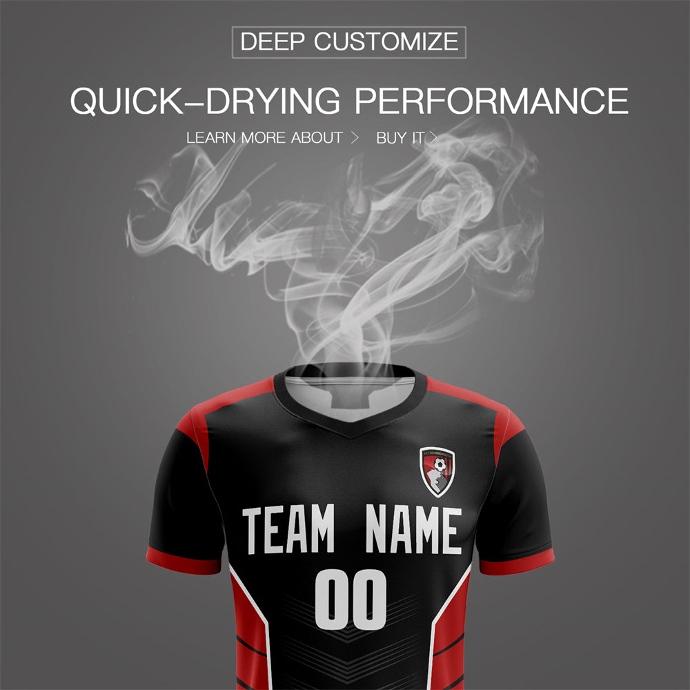 Custom Black Red Soft Training Uniform football Kit Shirt| KXKSHOP