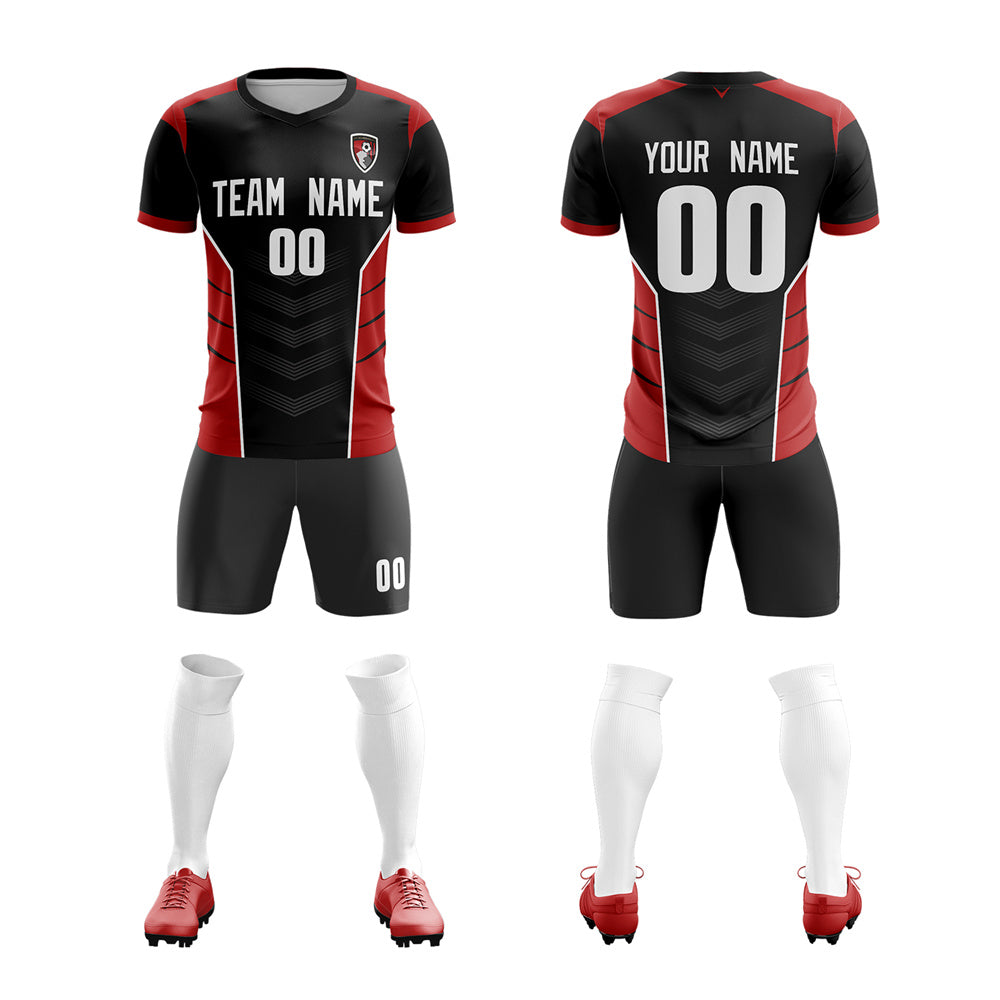 Custom Black Red Soft Training Uniform football Kit Shirt| KXKSHOP