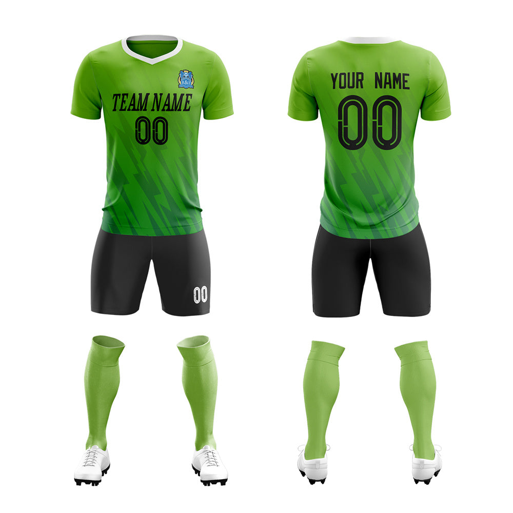 Custom Green Black Training Uniform Football Kit Shirt | KXKSHOP