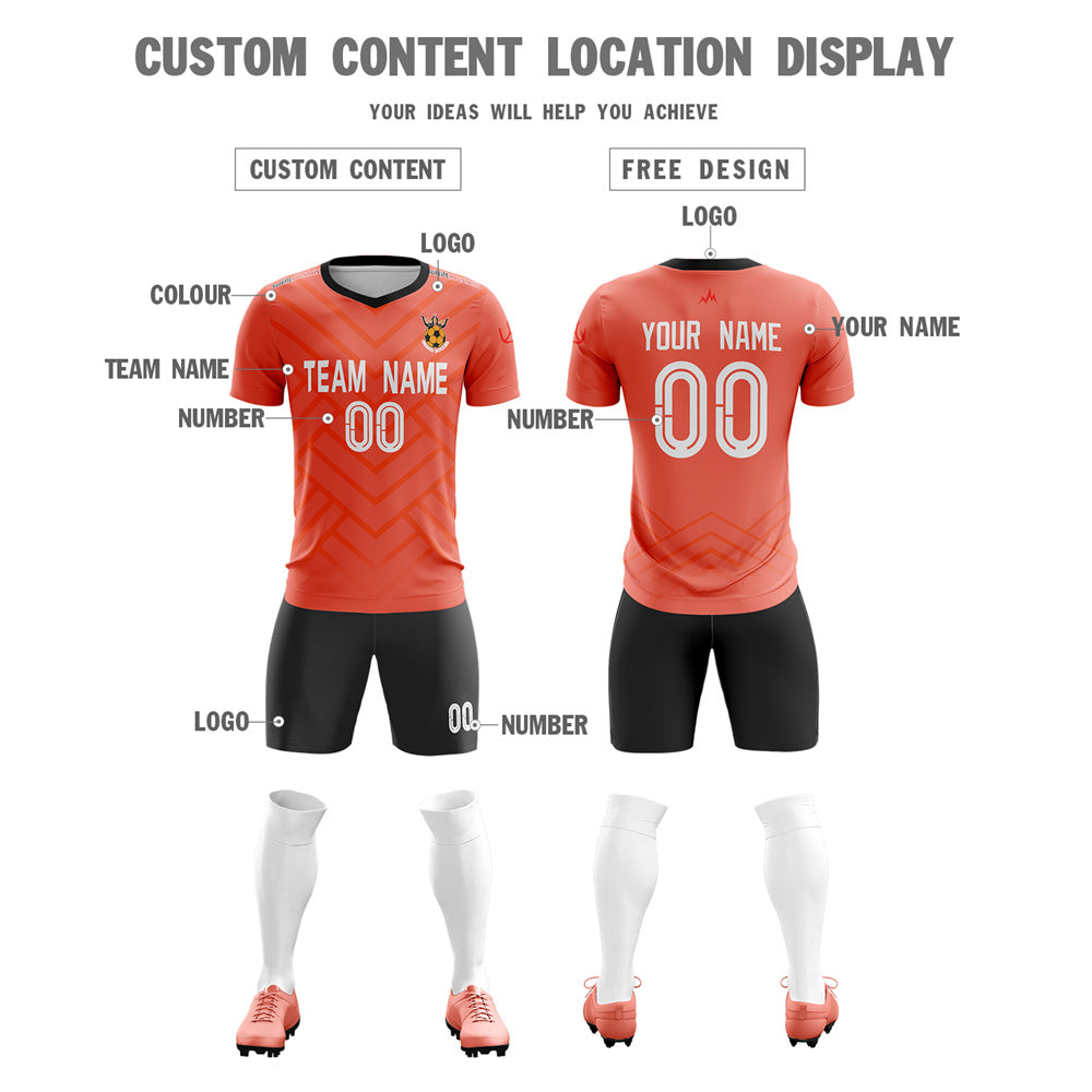Custom Orange Black Training Uniform For Men football Kit Shirt| KXKSHOP
