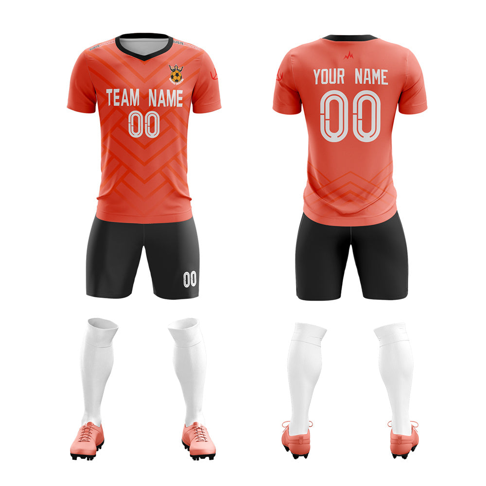 Custom Orange Black Training Uniform For Men football Kit Shirt| KXKSHOP