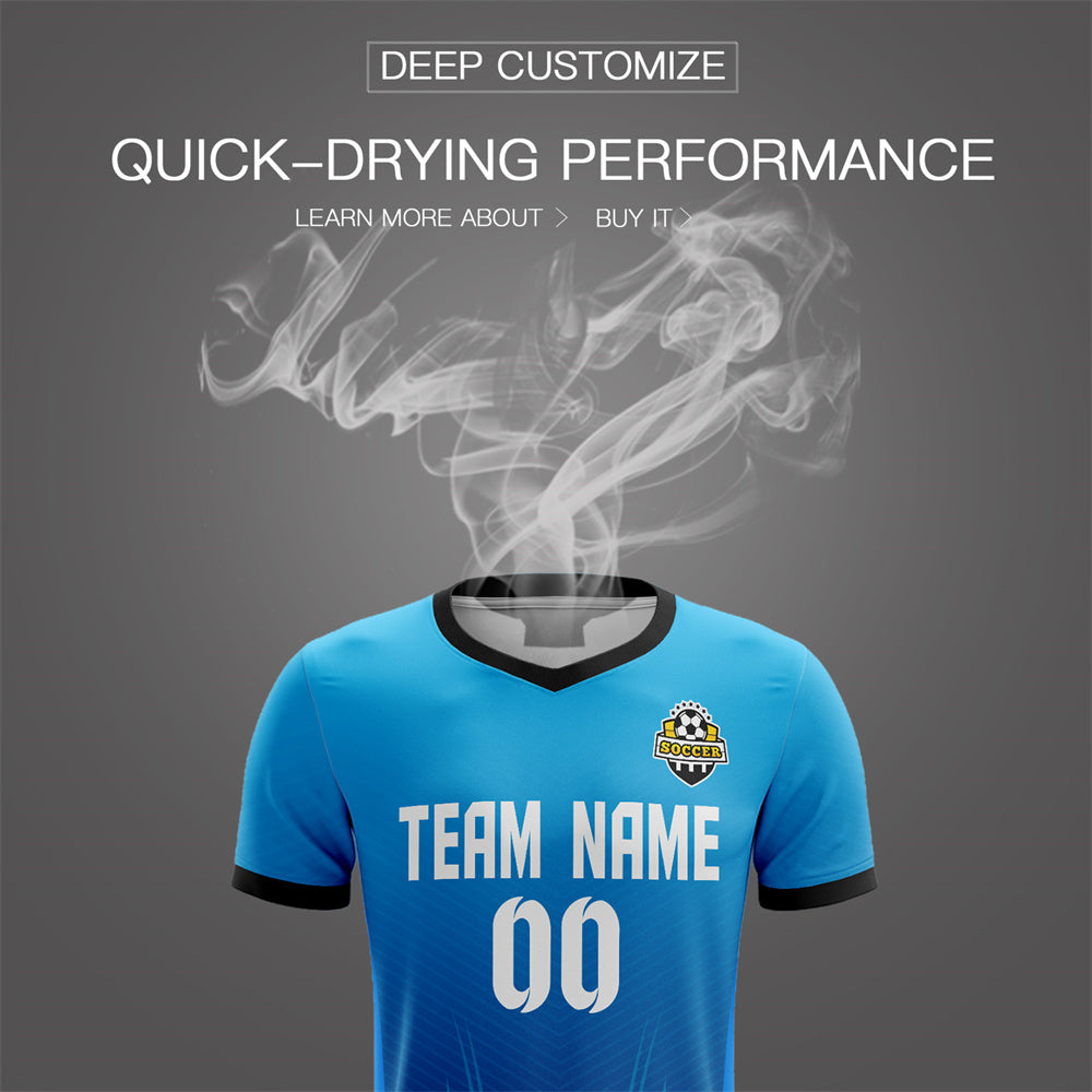 Custom Blue Black-White Sport football Kit Shirt| KXKSHOP