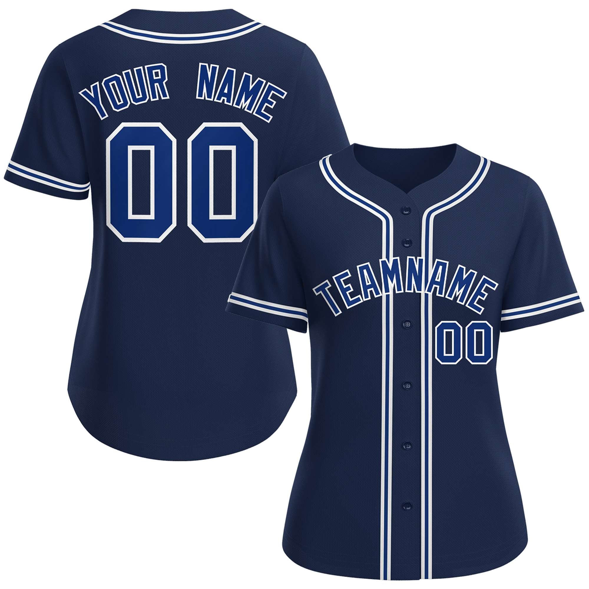 Custom Navy Royal-White Classic Style Baseball Jersey For Women