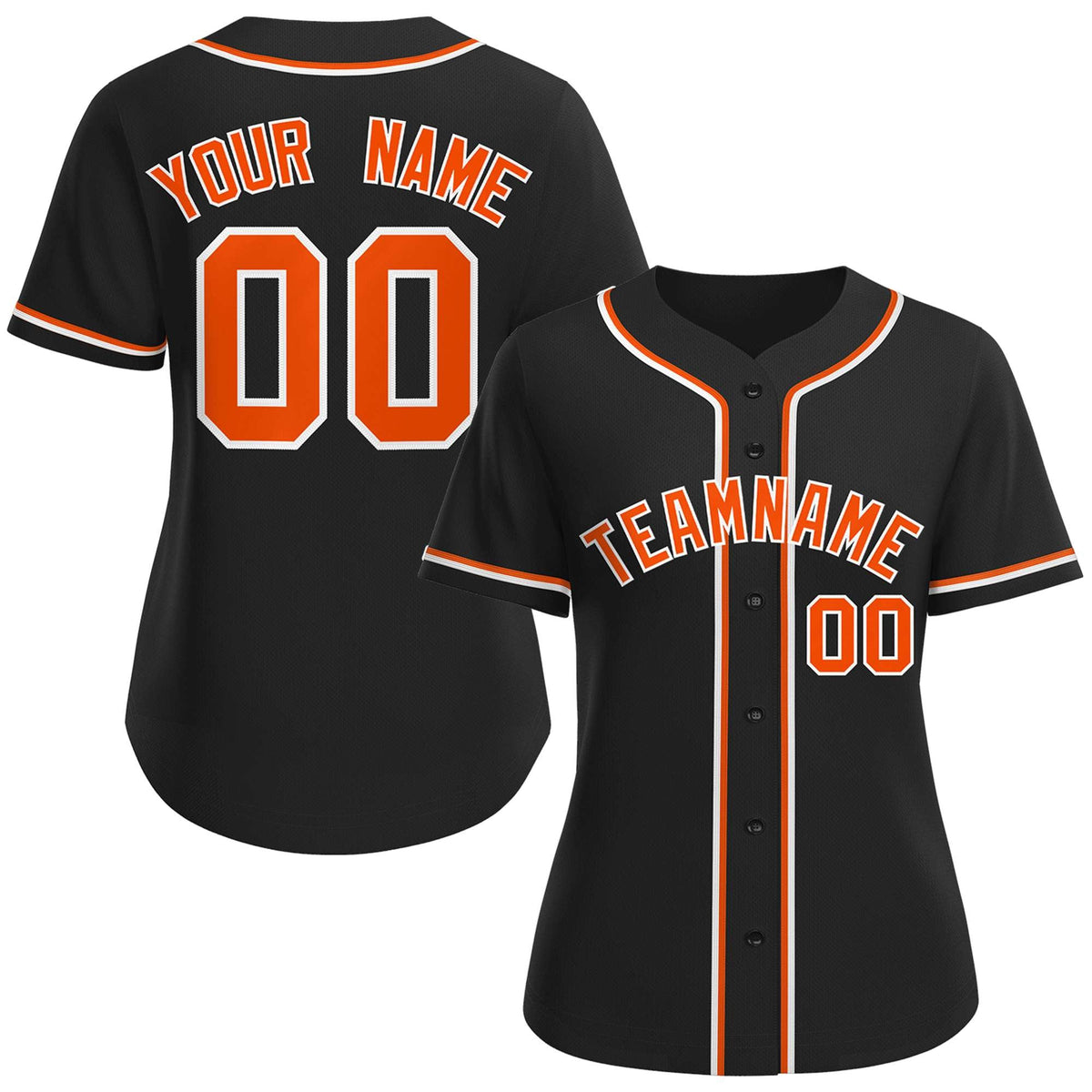 Custom Black Orange-White Classic Style Baseball Jersey For Women
