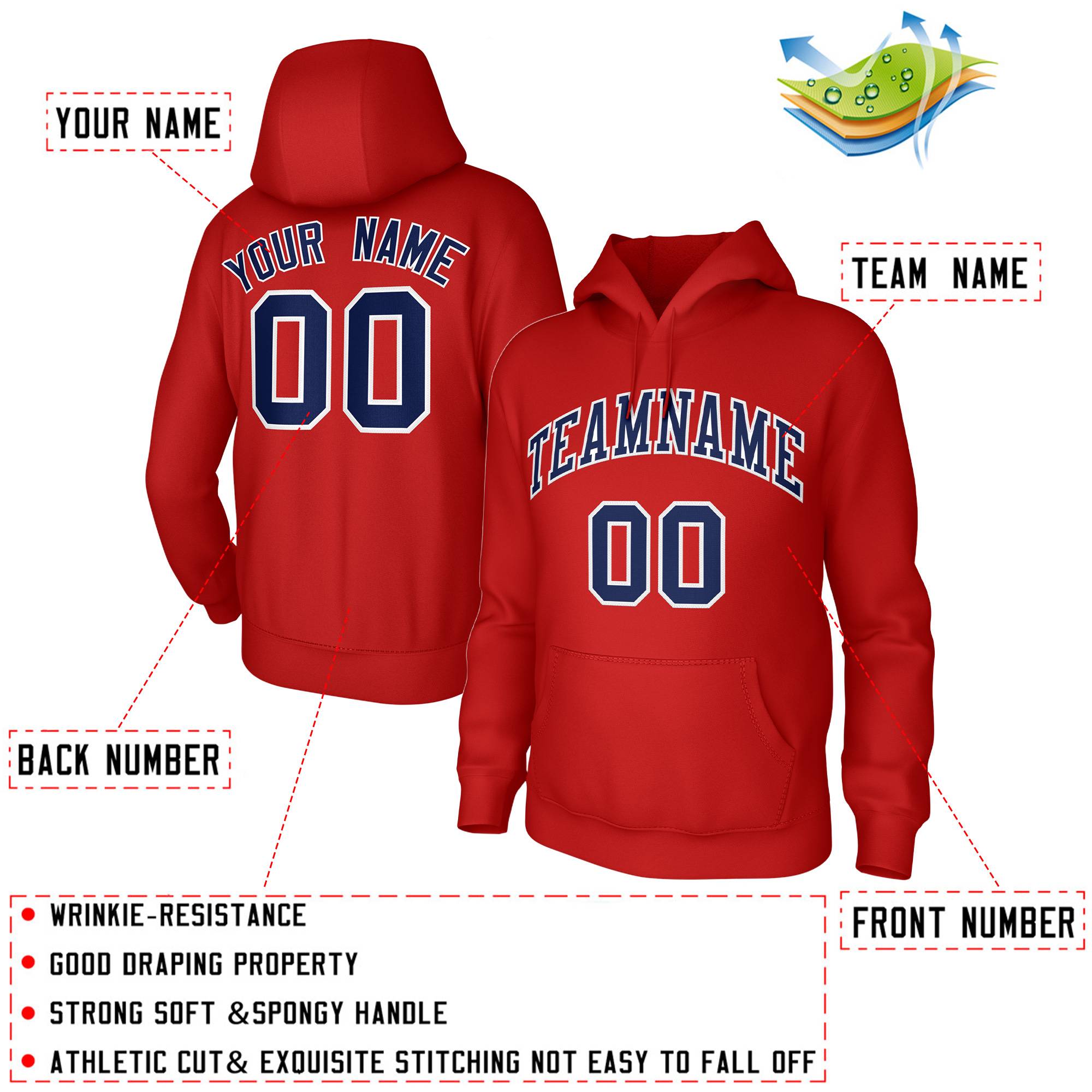 Custom Red Mens Sports Classic Style Pullover Fashion Hoodie Uniform| KXKSHOP