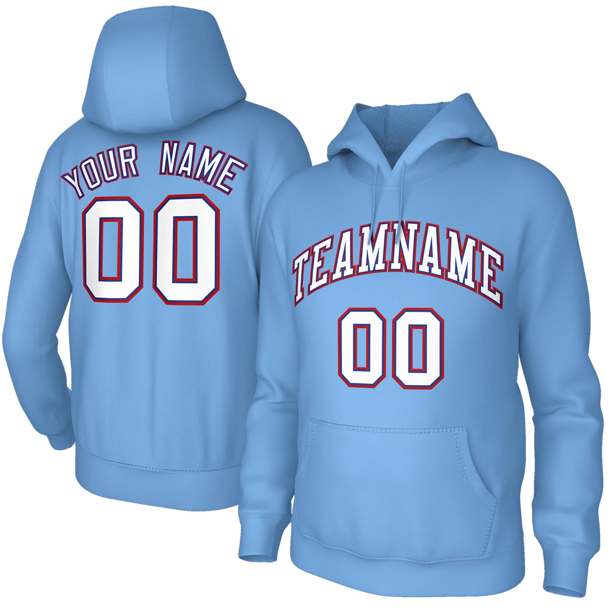 Custom Light Blue White-Red Sport Classic Style Pullover Fashion Hoodie Uniform| KXKSHOP