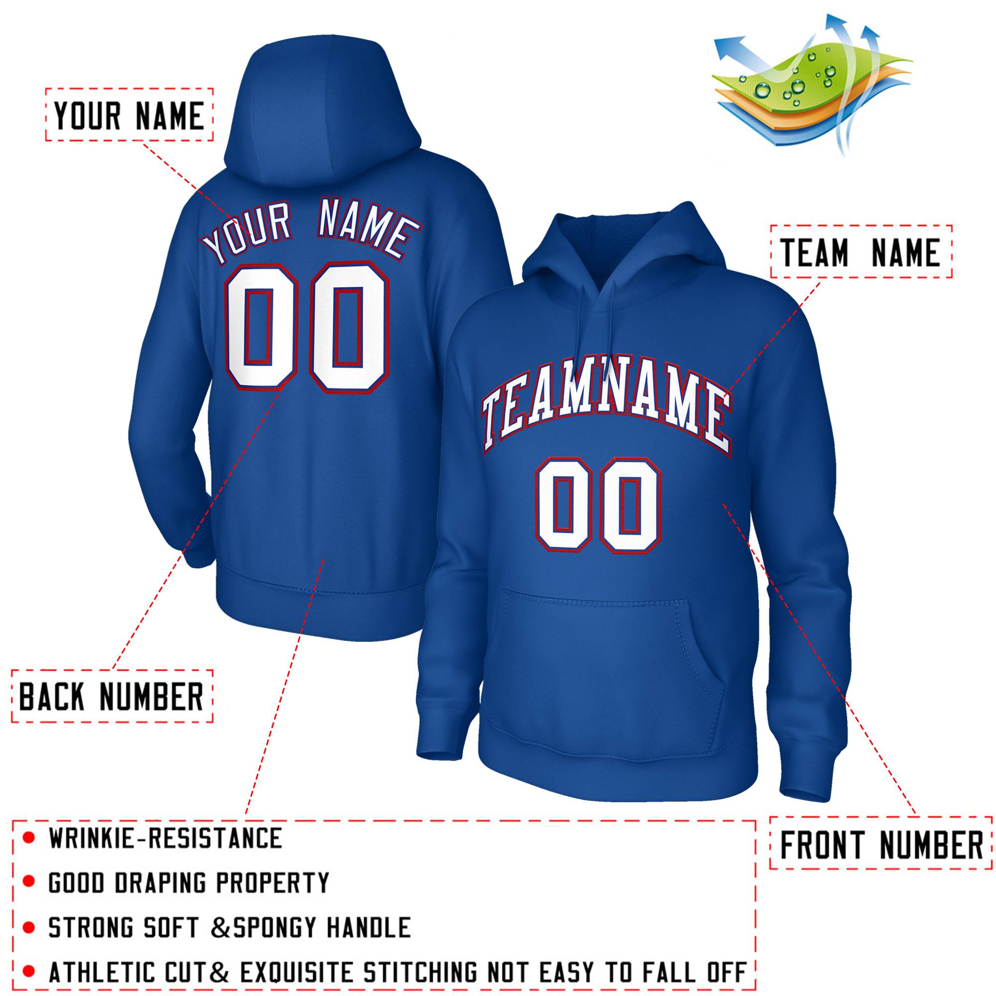 Custom Royal White-Red Sport Classic Style Pullover Fashion Hoodie Uniform| KXKSHOP