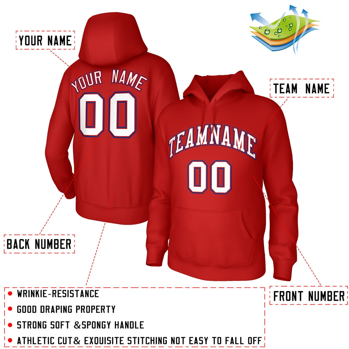 Custom Red White-Navy Sport Classic Style Hoodie Pullover Fashion Uniform| KXKSHOP