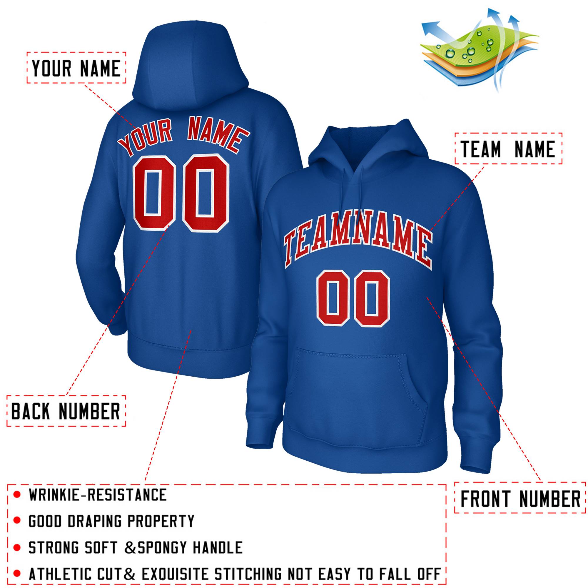 Custom Royal Red-White Sport Classic Style Hoodie Pullover Fashion Uniform| KXKSHOP