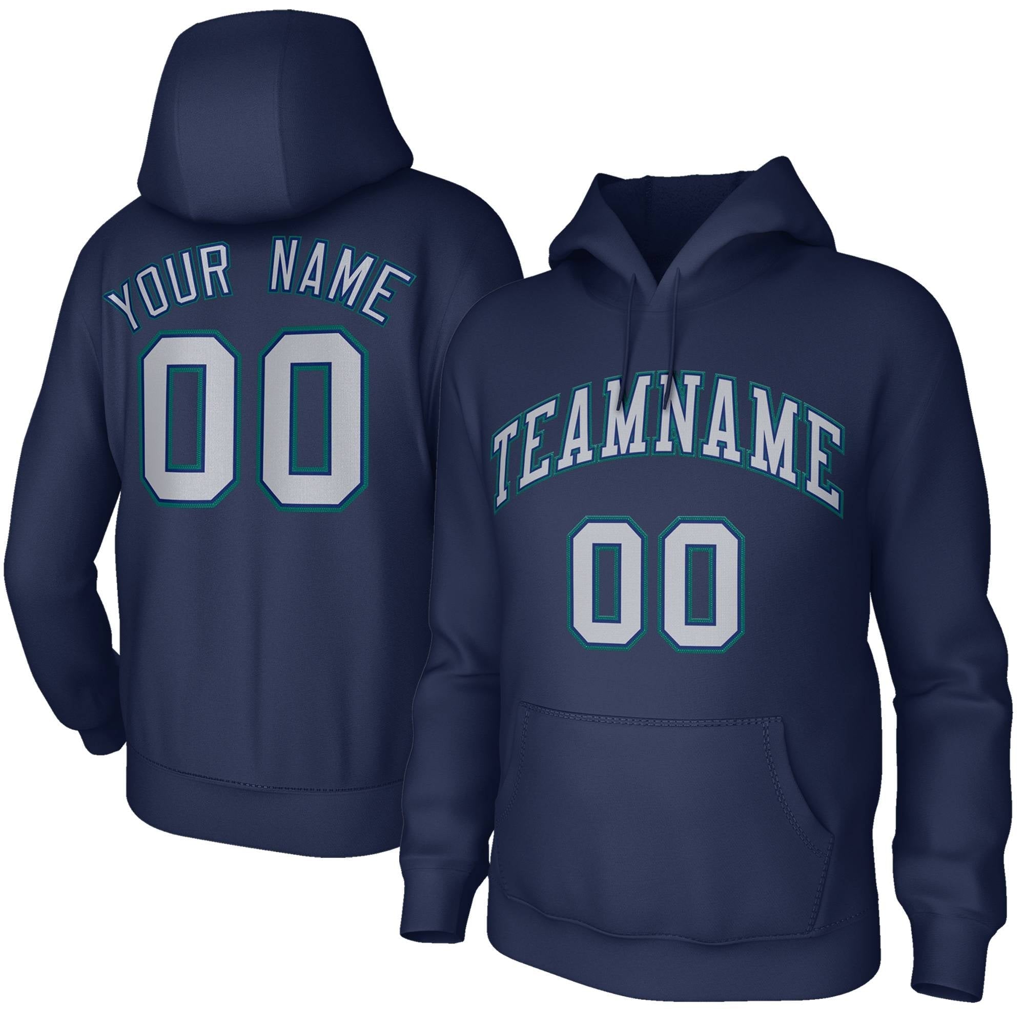 Custom Classic Style Hoodie Fashion Navy Blue Athletic Pullover Sweatshirt| KXKSHOP