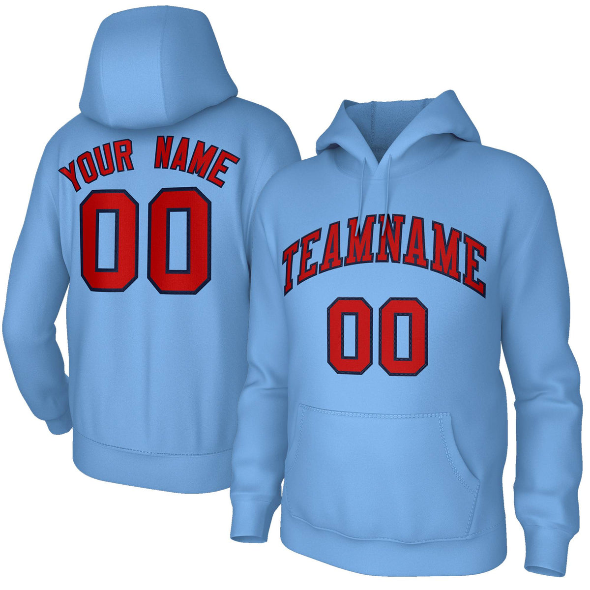Custom Classic Style Hoodie Fashion Lt Blue Athletic Pullover Sweatshirt| KXKSHOP