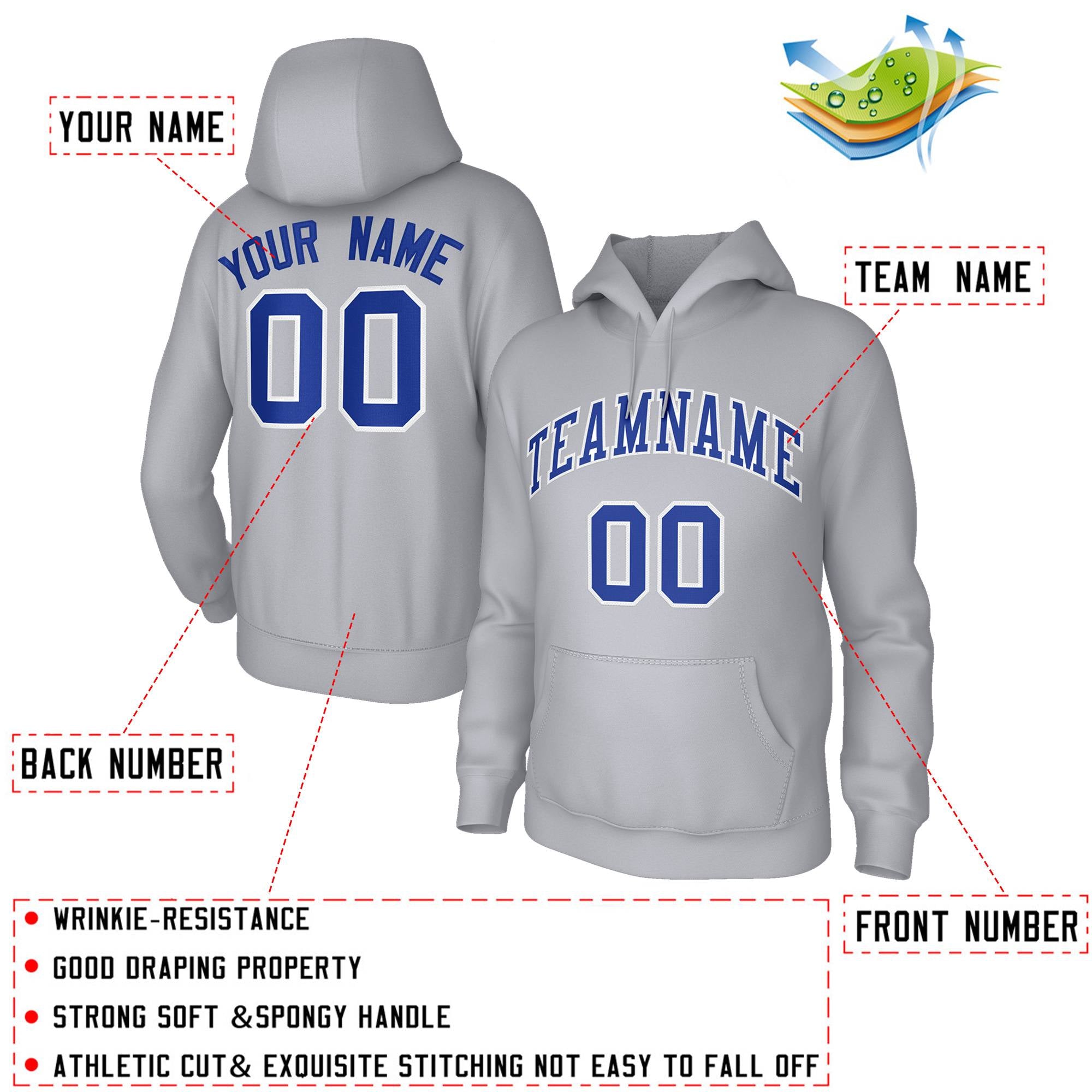 Custom Classic Style Hoodie Fashion Grey Athletic Pullover Sweatshirt| KXKSHOP