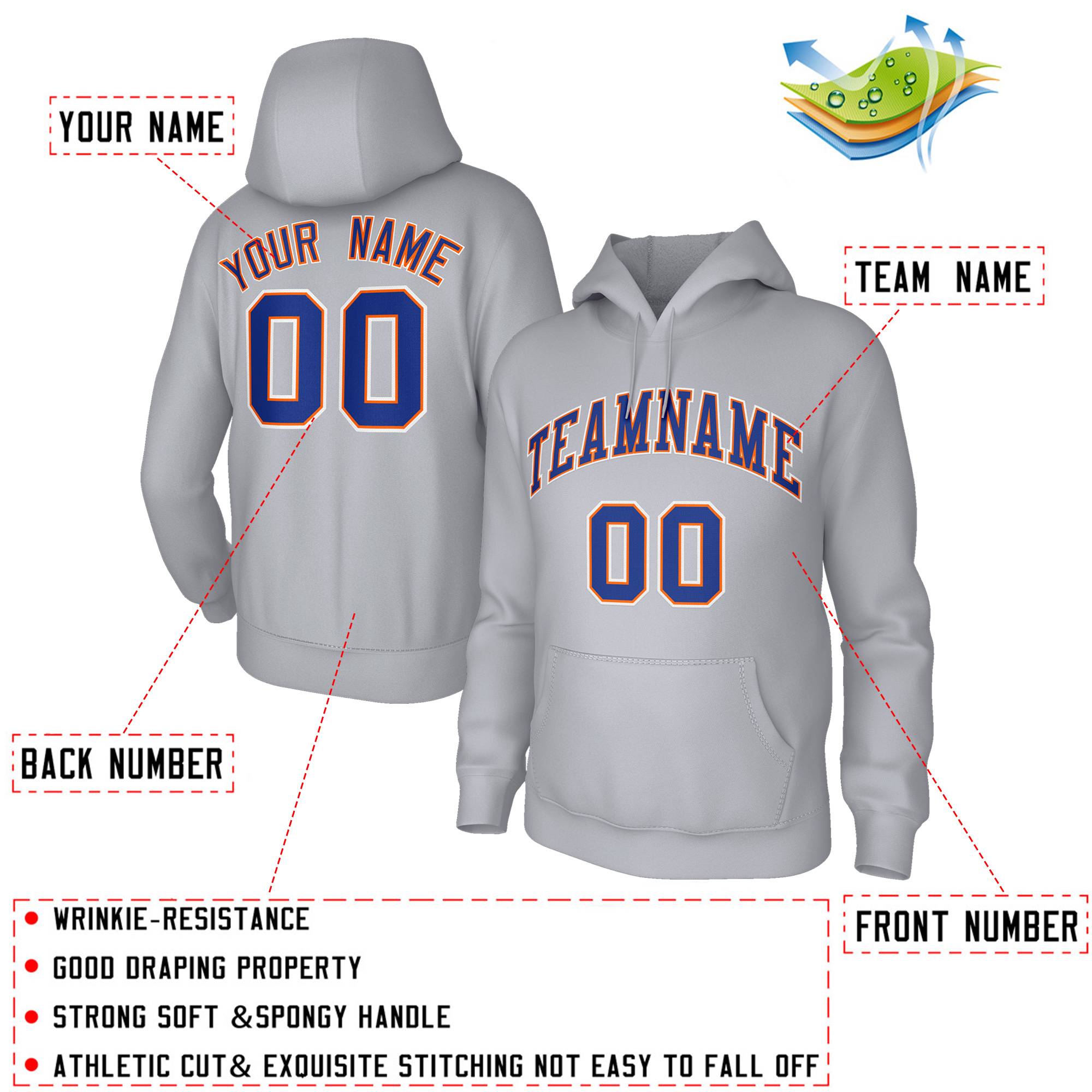 Custom Classic Style Hoodie Fashion Athletic Pullover Sports Gray Sweatshirt| KXKSHOP