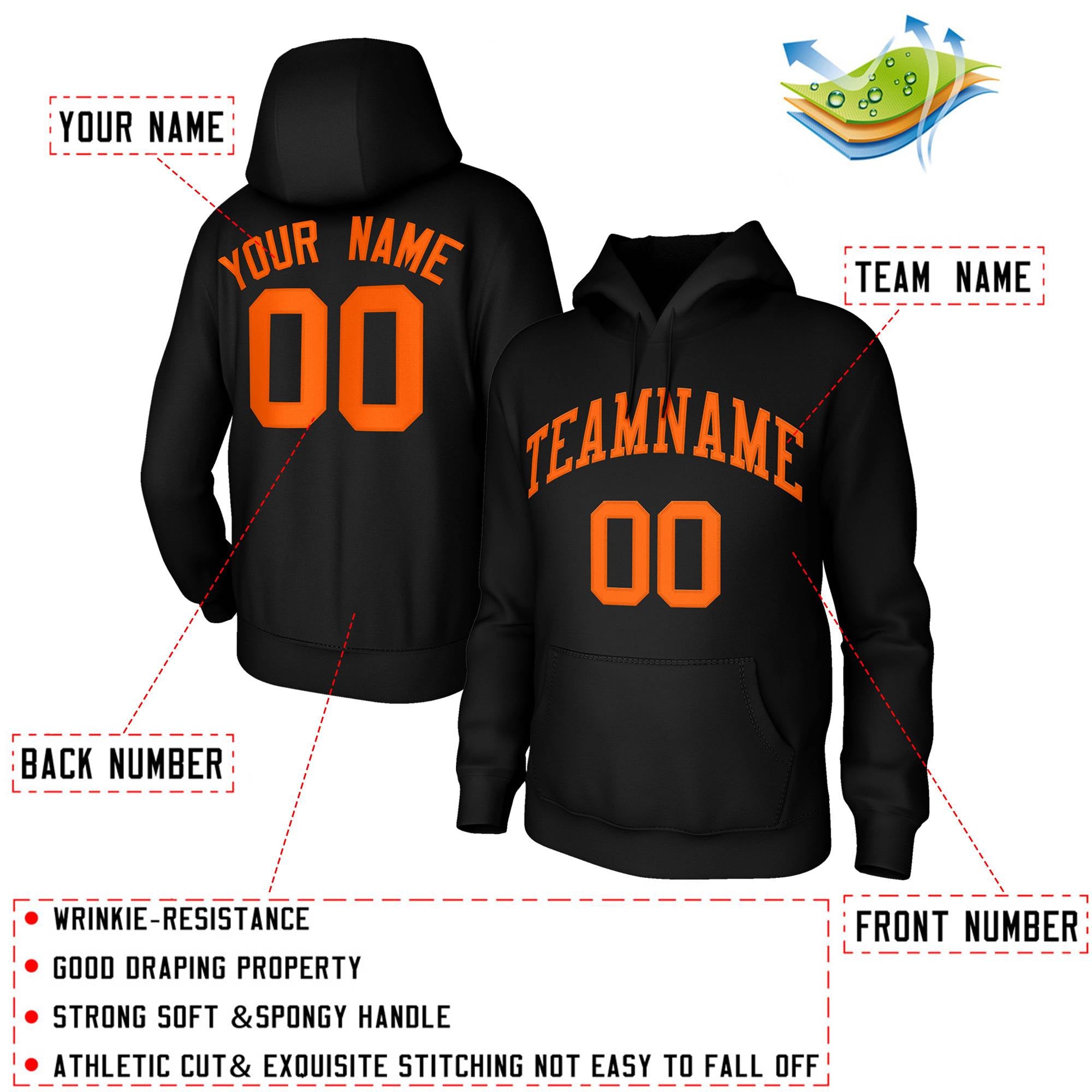 Custom Classic Style Hoodie Fashion Athletic Pullover Sports Black Sweatshirt| KXKSHOP