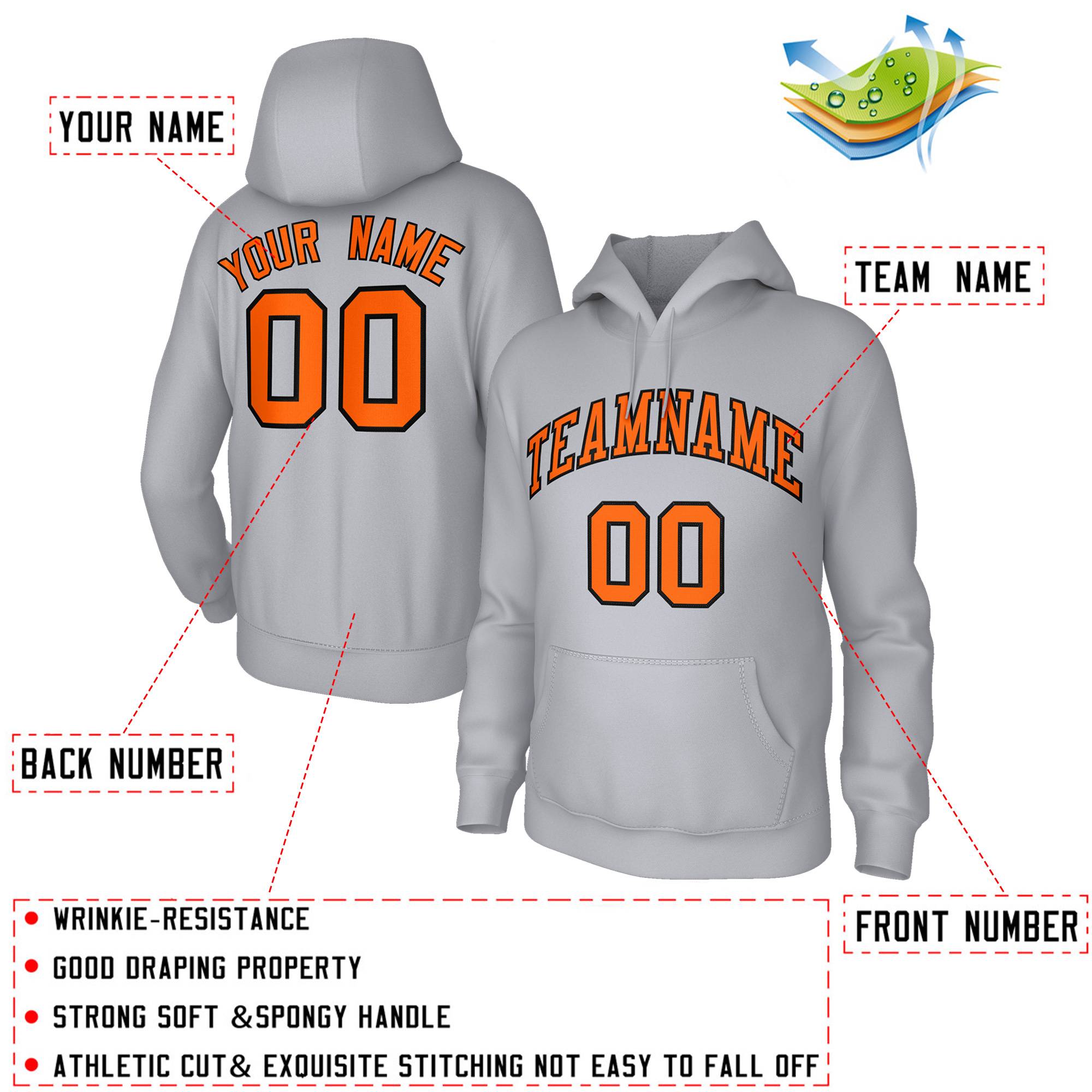 Custom Classic Style Gray Hoodie Fashion Athletic Pullover Sweatshirt| KXKSHOP