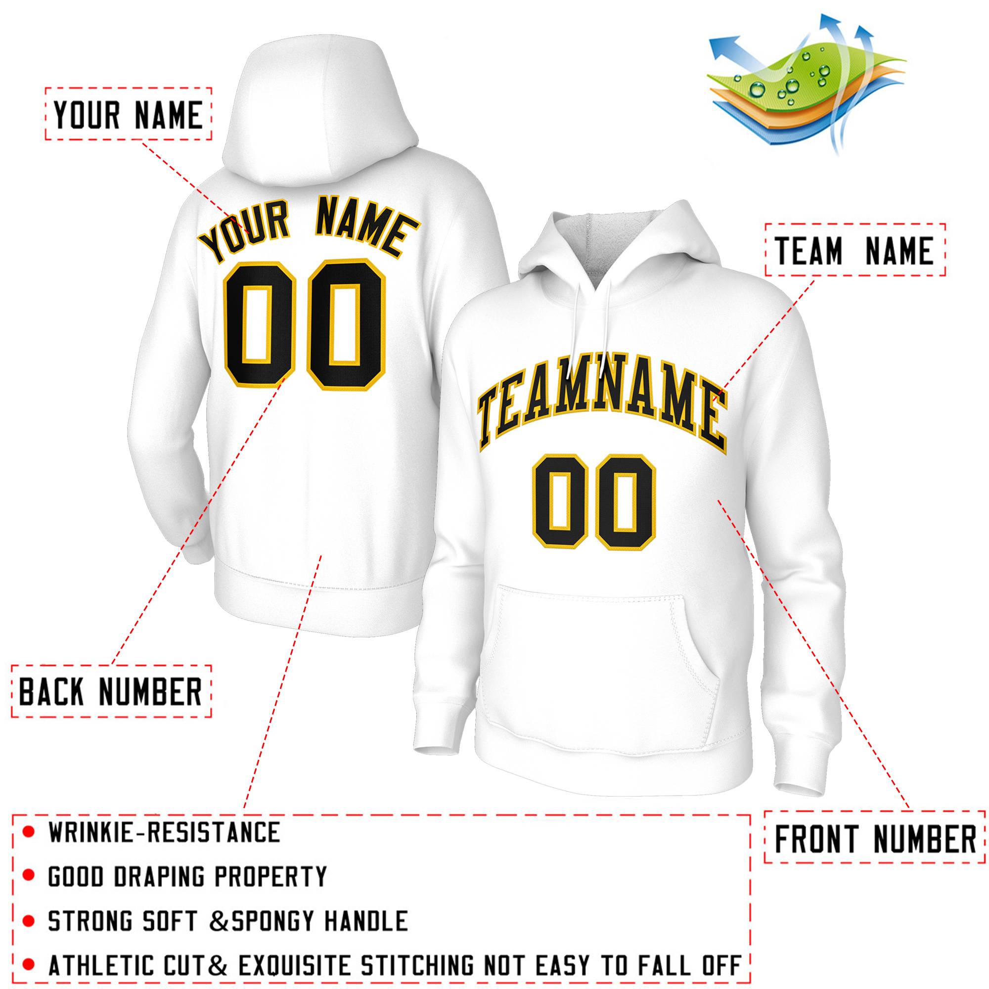 Custom Classic Style White Hoodie Fashion Athletic Pullover Sweatshirt| KXKSHOP