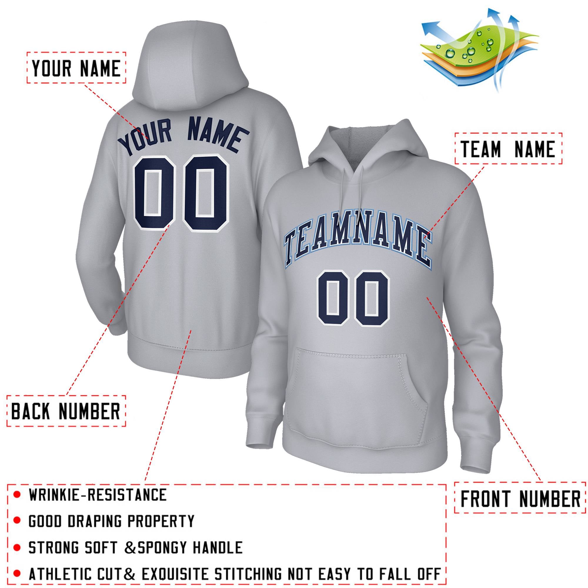 Custom Classic Style Hoodie Fashion Athletic Gray Pullover Sweatshirt| KXKSHOP