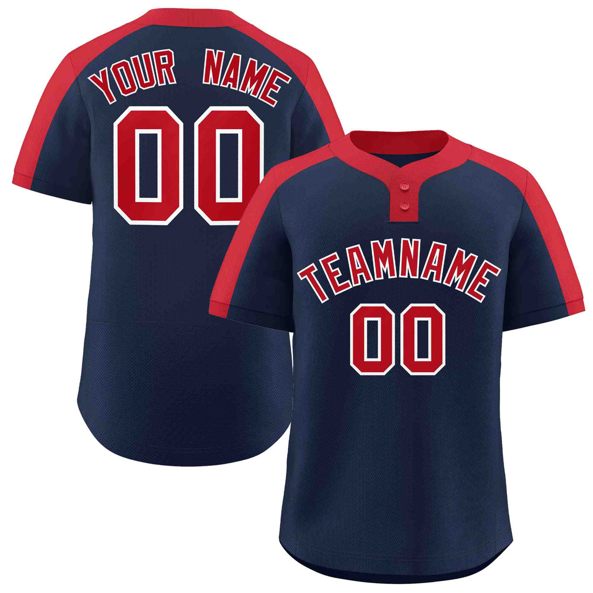 Custom Navy Red-White Classic Style Authentic Two-Button Softball Jersey
