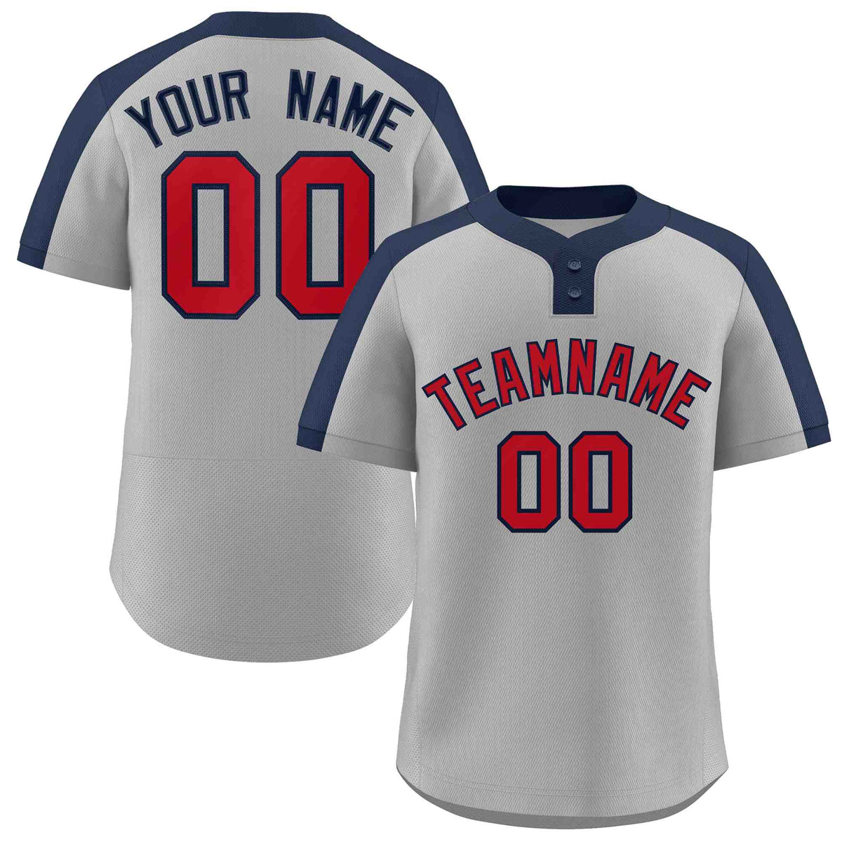 Custom Gray Red-Navy Classic Style Authentic Two-Button Softball Jersey