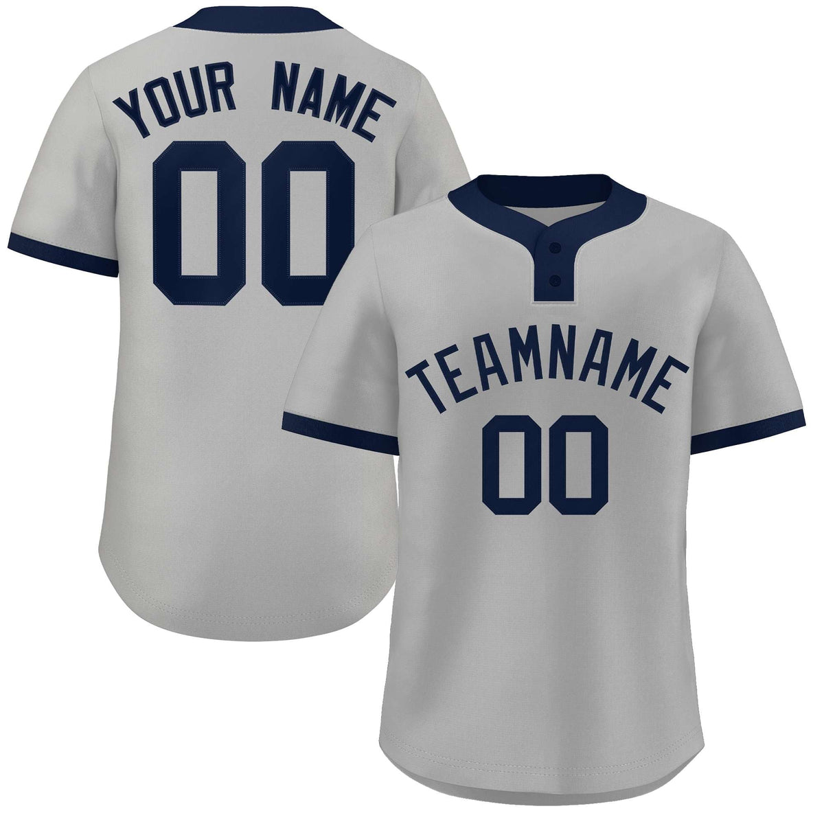 Custom Gray Navy Classic Style Authentic Two-Button Softball Jersey
