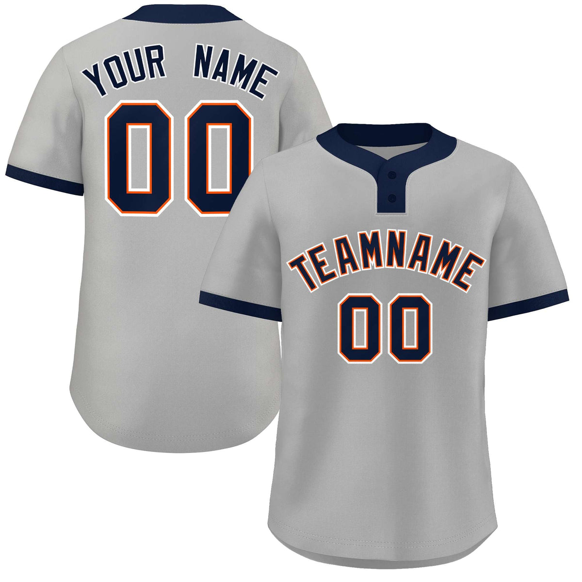 Custom Gray Navy-White Classic Style Authentic Two-Button Softball Jersey
