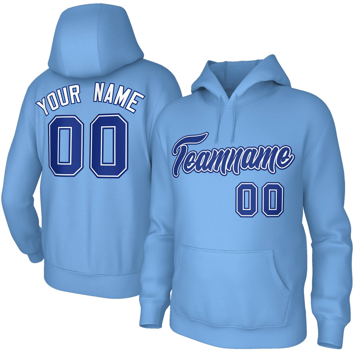 Custom Stitched Powder Blue White-Navy Classic Style Sweatshirt Pullover Hoodie| KXKSHOP